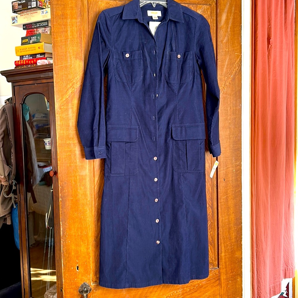 Talbots 100% cotton navy blue  dress